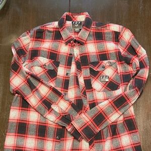 Fox Red, Black & Gray Plaid Button-Up Shirt